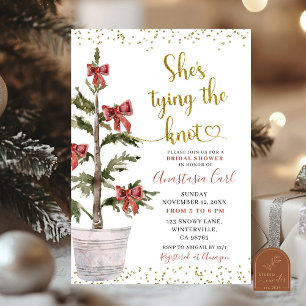 Winter Tree Bow She's Tying The Knot bridal Shower Invitation