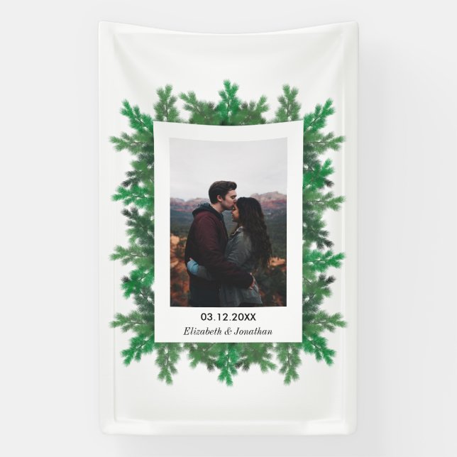 Winter Tree Branches Photo Wedding Banner (Vertical)