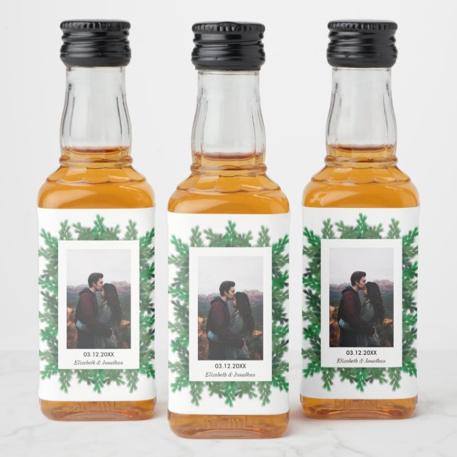 Winter Tree Branches Photo Wedding  Liquor Bottle Label (Bottles)