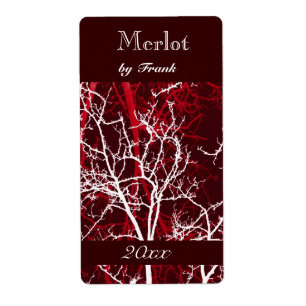 winter tree branches wine bottle label