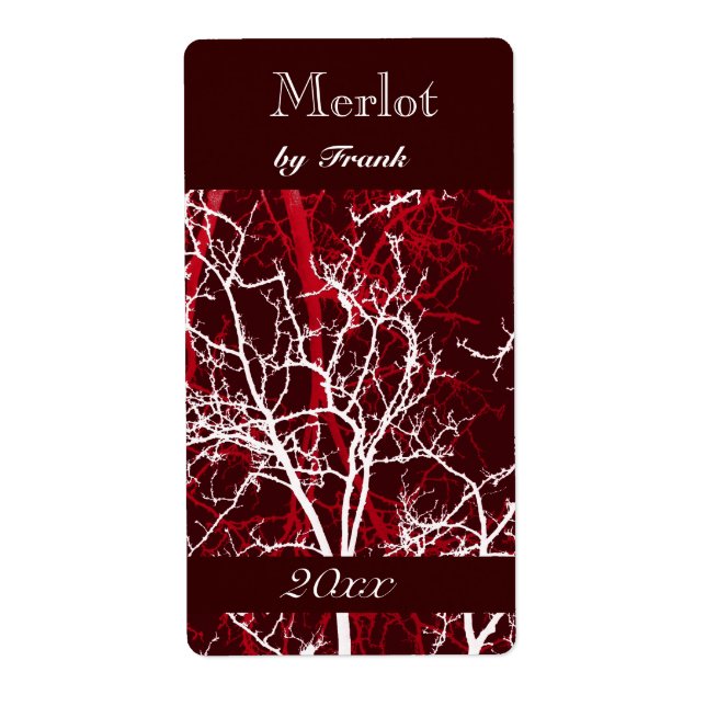 winter tree branches wine bottle label (Front)