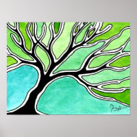 Winter Tree in Green Tones