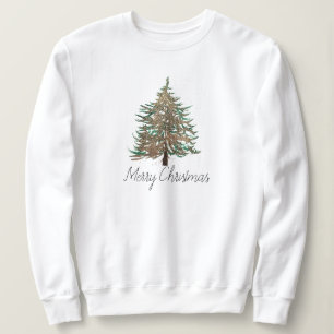 Winter Tree Merry Christmas Modern Script Cute Sweatshirt