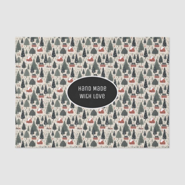 Winter Tree Pattern Christmas Vintage Tissue Paper (Front)