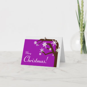 Winter Tree Purple Snowflake Christmas Card