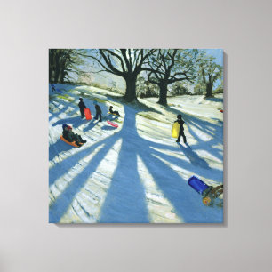 Winter Tree Snow Sledgers Calke Abbey Derby Canvas Print