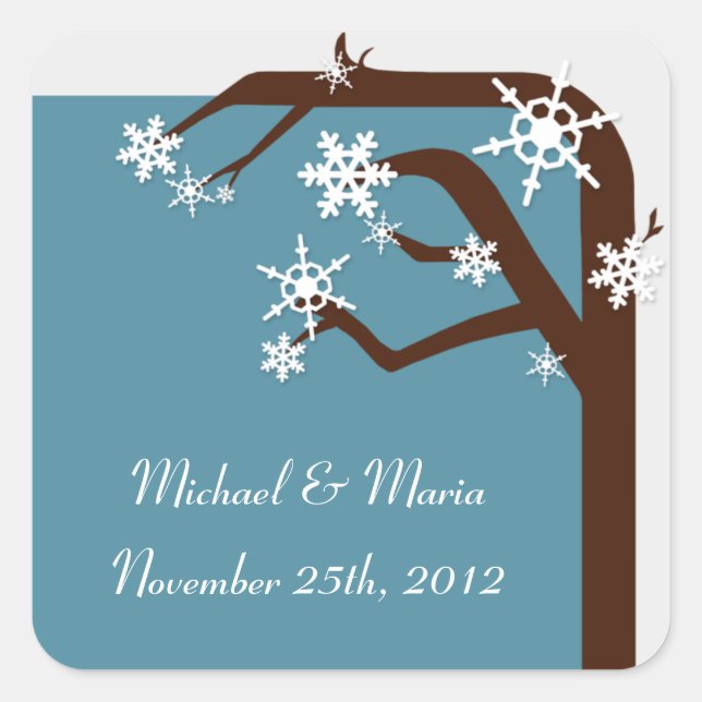 Winter Tree Snowflake Envelope Seals / Stickers (Front)