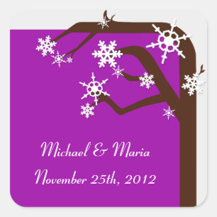 Winter Tree Snowflake Envelope Seals / Stickers