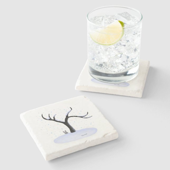 Winter Tree Stone Coaster (Side)