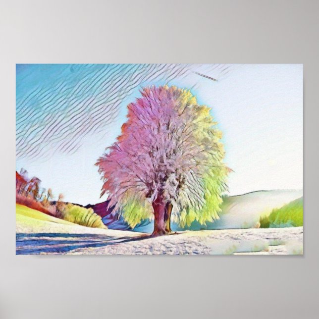 Winter Tree Watercolor Print, Value Poster Paper  (Front)