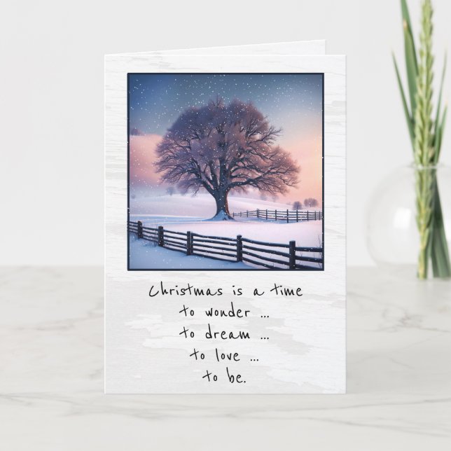 Winter Tree With Fence For Christmas Holiday Card (Front)