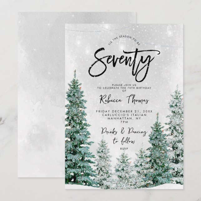 winter trees 70th birthday invitation (Front/Back)