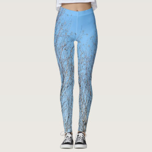 Winter Trees Against Blue Sky Leggings