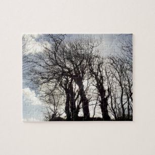 Winter Trees along a Country Lane Cornwall England Jigsaw Puzzle
