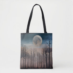 Winter Trees and a Full Moon Tote Bag