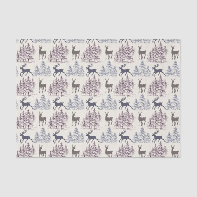 Winter Trees And Wild Deer Tissue Paper (Front)