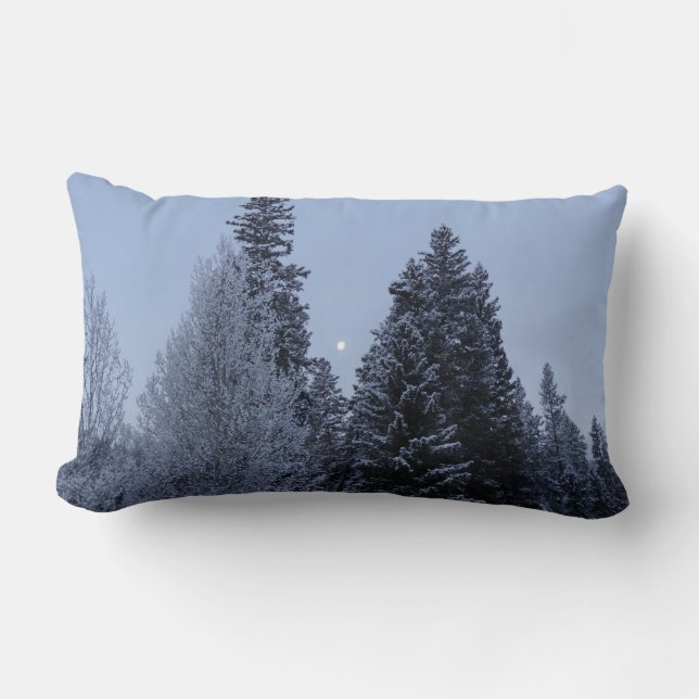 Winter Trees at Dawn Montana Landscape Lumbar Cushion (Front)