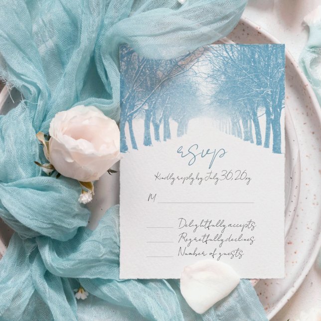 Winter Trees Avenue Elegant Wedding RSVP Card (Creator Uploaded)