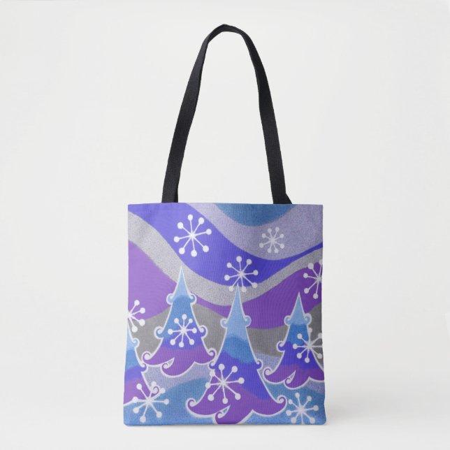 Winter Trees Blue all over tote bag (Front)