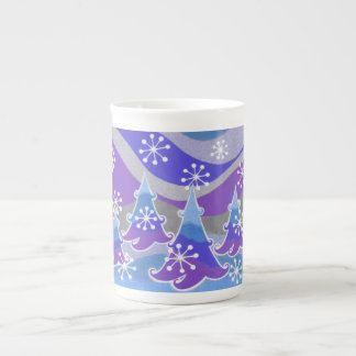 Winter Trees Blue bone china mug