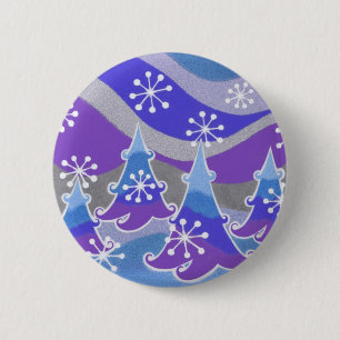 Winter Trees blue button badge