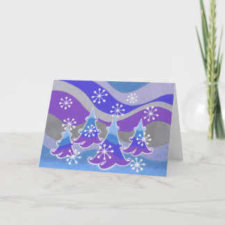 Winter Trees blue greetings card