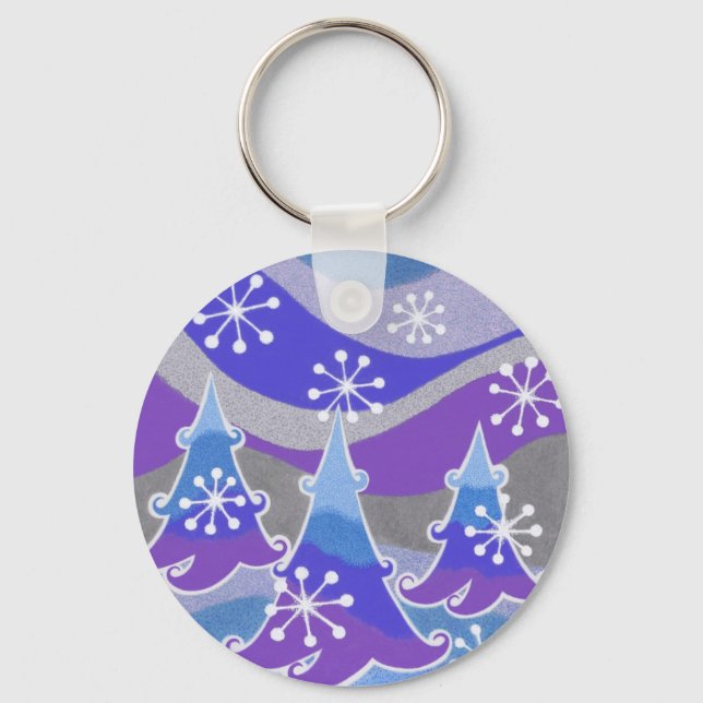 Winter Trees Blue keychain (Front)