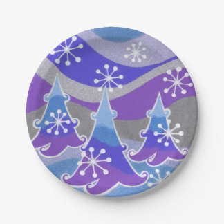 Winter Trees Blue paper plates