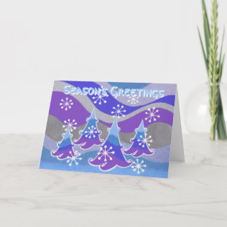 Winter Trees blue 'Season's Greetings' text card