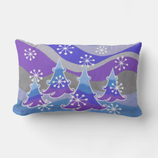Winter Trees Blue throw pillow