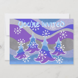 Winter Trees blue 'You're Invited' invitation