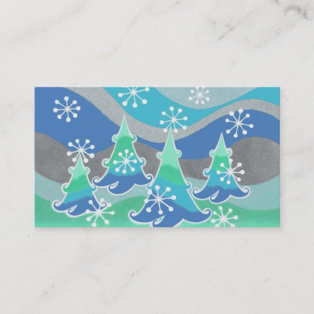 Winter Trees business card blue (Front)