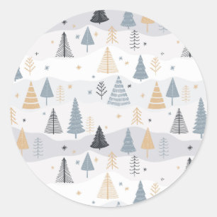 Winter Trees Classic Round Sticker