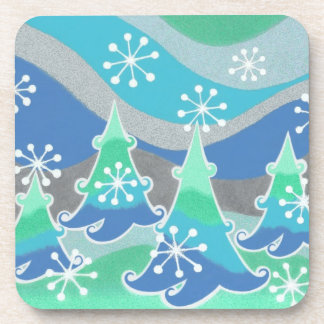 Winter Trees coaster set plastic