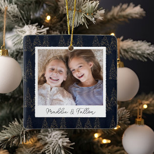 Winter Trees Double Sided Personalised Photo Ceramic Ornament