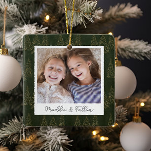 Winter Trees Double Sided Personalised Photo Ceramic Ornament