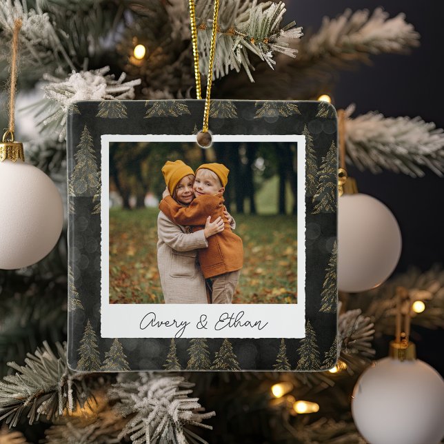 Winter Trees Double Sided Personalised Photo Ceramic Ornament (Creator Uploaded)