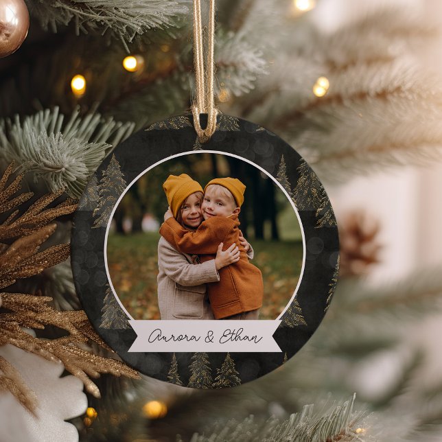 Winter Trees Double Sided Personalised Photo Ceramic Tree Decoration (Creator Uploaded)