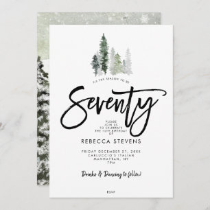 winter trees festive 70th birthday invitation