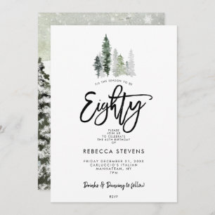 winter trees festive 80th birthday invitation