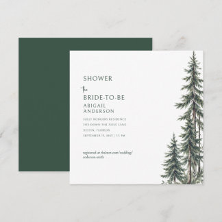 Winter Trees Forest Green Square Bridal Shower