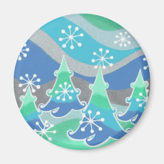 Winter Trees fridge magnet round