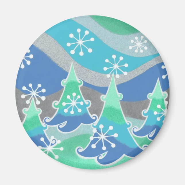 Winter Trees fridge magnet round (Front)