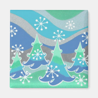 Winter Trees fridge magnet square