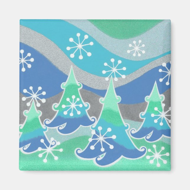 Winter Trees fridge magnet square (Front)