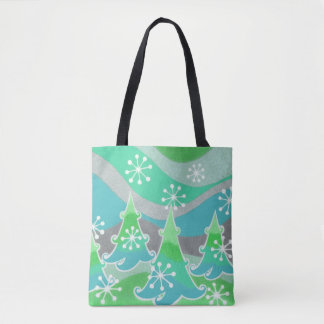 Winter Trees Green all over tote bag