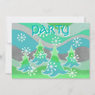 Winter Trees Green 'Party' invitation