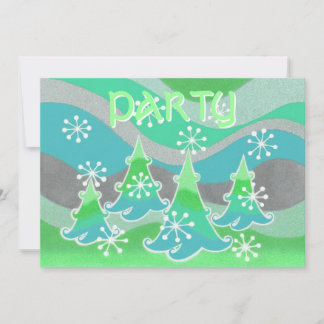 Winter Trees green 'Party' invitation