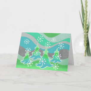 Winter Trees green 'Season's Greetings' card