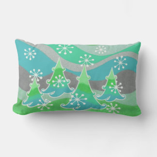Winter Trees Green throw pillow